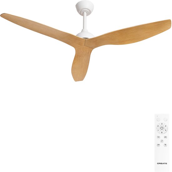 Plafondventilator 40W stil Ø132 cm met zomer- en winterfunctie, timer, afstandsbediening, energiezuinig