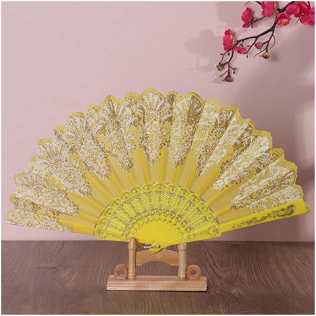 Opvouwbare Ventilator - Handwaaier Kant - Koel Blijven - Decoratieve Kantrand - 42cm Breed - Willekeurig