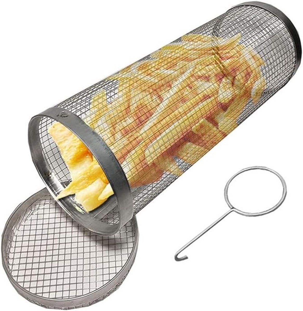 Rolbare BBQ-grillmand voor groenten - RVS - 9 cm diameter