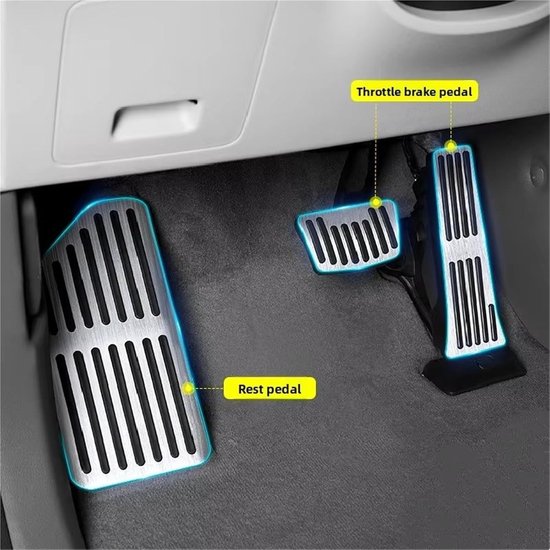 Pedaalhoezen Set - Auto Interieur - Verbeterde Grip - Antislip Ontwerp - 3 Stuks - Zilver — afbeelding 3