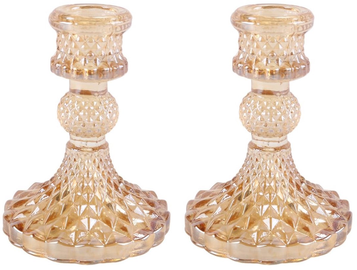 Dailygoods- Kandelaars Taps Toelopend - Kaarsenhouders Glas - Kaarsenstandaard voor Tafelmantel - Huisdecoratie - Makkelijk Schoon te Maken - Veilig en Onbreekbaar - Kaarsenhouder