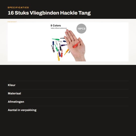 Vliegbinden 16 Stuks - Plastic Lange Tip Haken - Roestvrij Staal - Hackle Tang - Efficiënte Tool - Lente Ontwerp - Haaktang — afbeelding 3