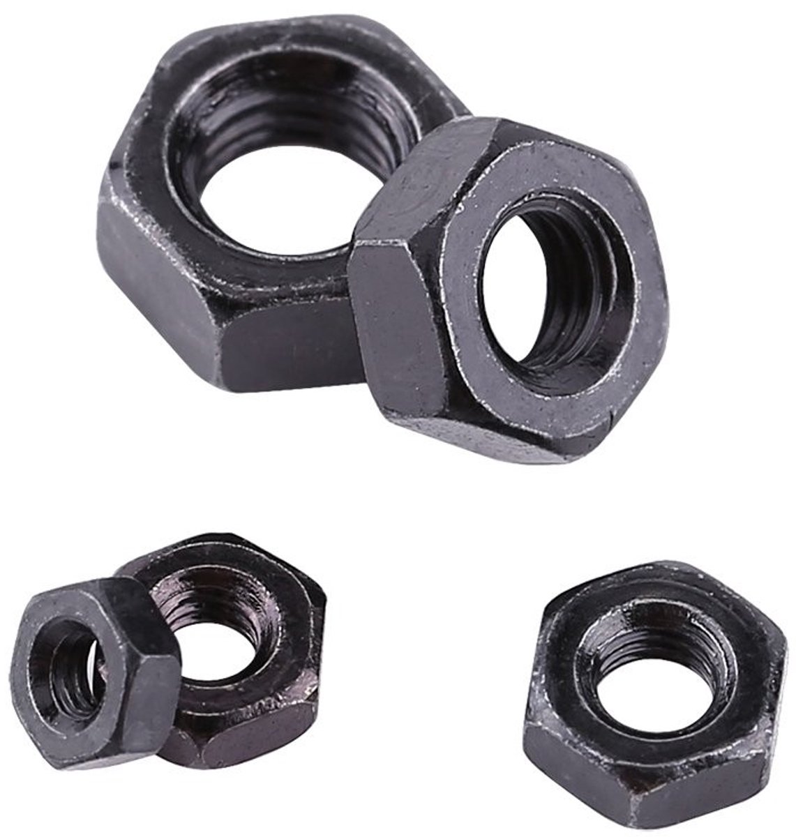 Dailygoods- Zeskantmoeren 100 stuks - Zwart/zink - Koolstofstaal - M2-M5 - Bevestigingselement - Corrosiebestendig - Moeren