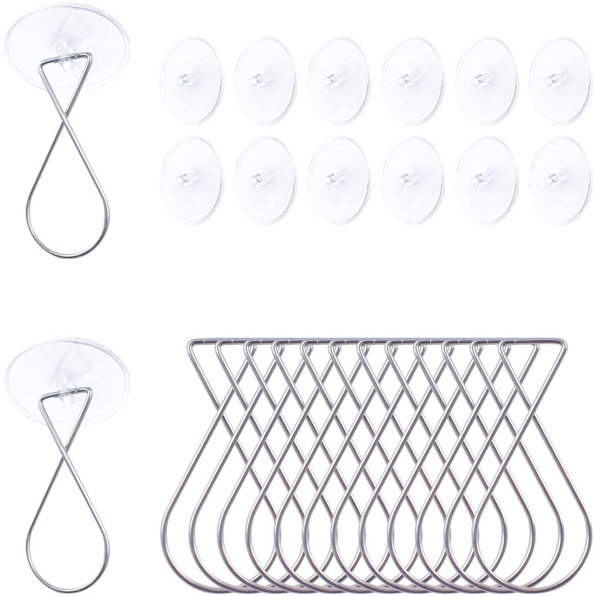 Dailygoods- Plafondhaken Zelfklevend - 24 Sets - Transparant/Zilver - PVC/Verenstaal - Eenvoudig te Installeren - Schadevrij - Decoratiehaken