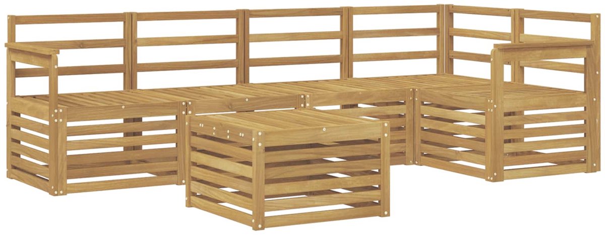 vidaXL Buiten - bank - set - 6 - st - 5-zits - Wit - Massief - Acacia - Hout