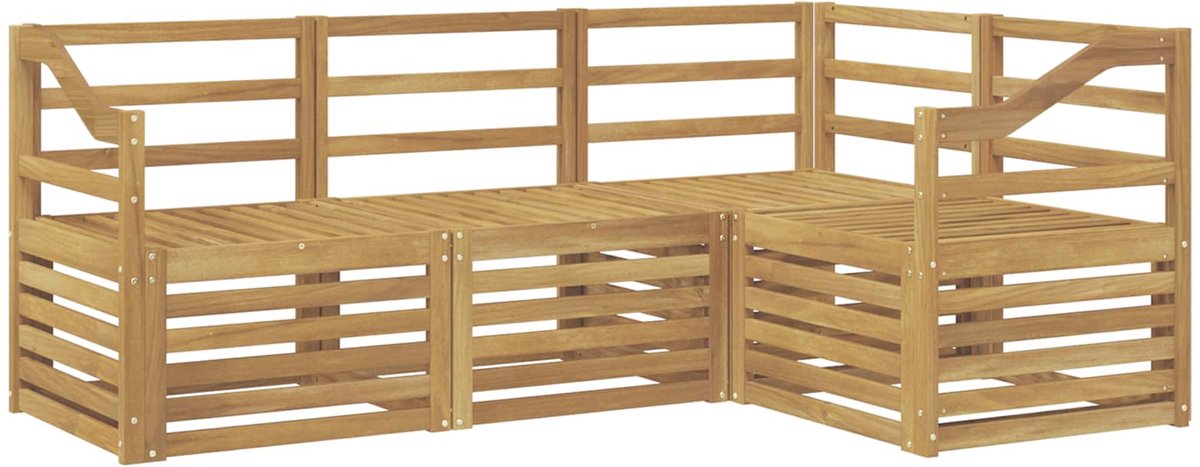 vidaXL Buiten - bank - set - 4 - st - 4-zits - Wit - Massief - Acacia - Hout