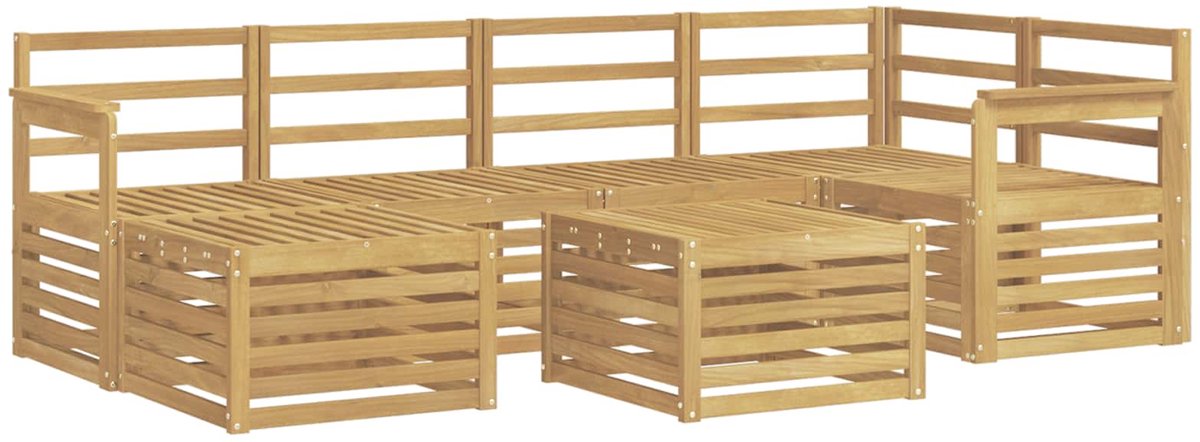 vidaXL Buiten - bank - set - 7 - st - 5-zits - Wit - Polyester