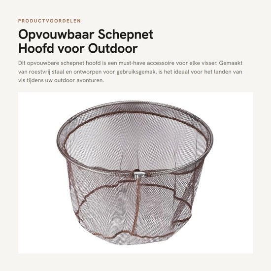 Dailygoods- Schepnet Hoofd Draagbaar - Opvouwbaar - Roestvrij Staal - Sneldrogend - 40cm Diameter - Hoogwaardige Ondersteuning - Landing Net van Dailygoods — afbeelding 5