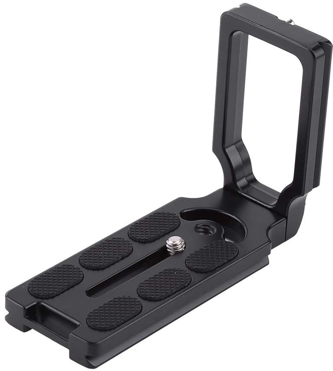Dailygoods- L-vormige Beugel Universele Quick Release Plaat - 1/4" Schroef - Metalen Legering - Mat Zwart - 75 mm x 110 mm x 39 mm - Veiligheidsmechanisme - Snelwisselplaat