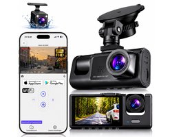 MrGoods Dashcam Auto - Triple Lens Dashcam Voor Achter Binnen Camera - Wifi - 1080P Full HD - Nachtzicht - G-Sensor - Parkeermodus - Looprecording