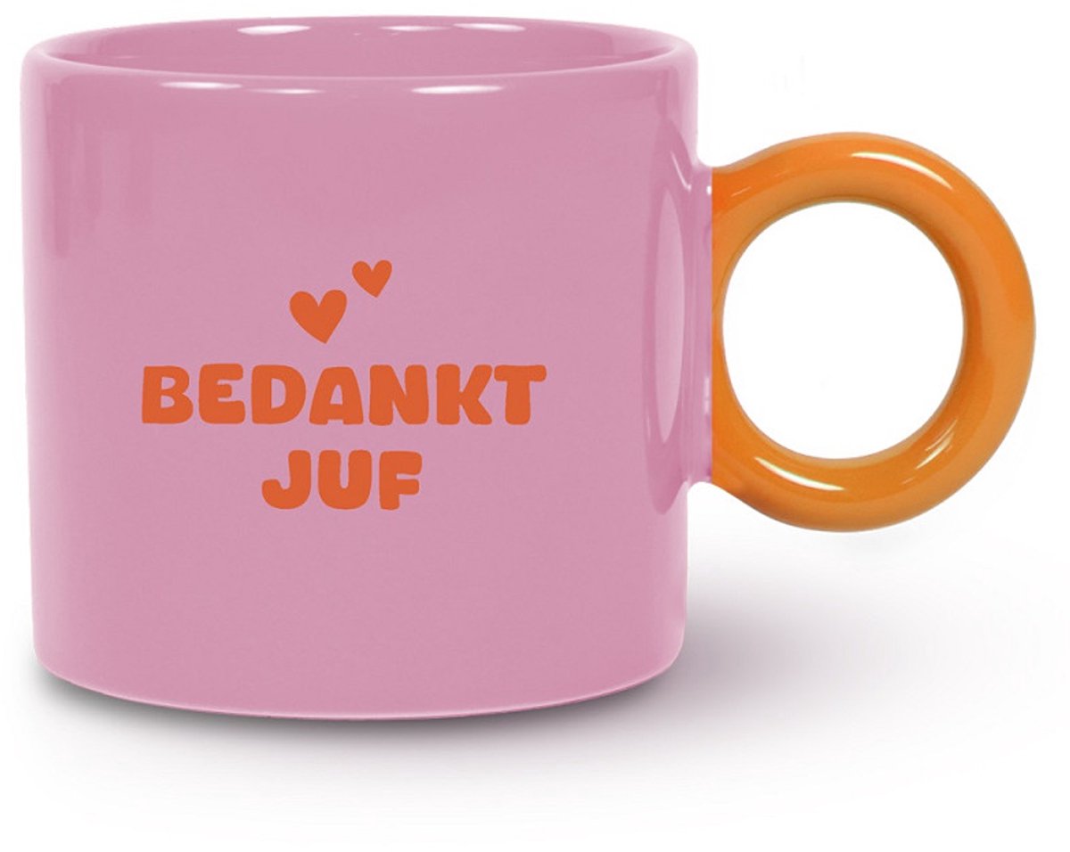 Mok bedankt juf - Cadeautje juf - Bedankje juf - Roze mok juf - Cadeautje juffendag - Cadeautje einde schooljaar - Sproetiz