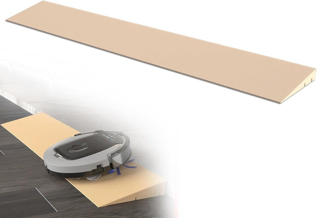 Drempelhulp Plastic - Oprit Drempel - Robotstofzuiger Hulp - Antislip Structuur - 100x15x2.5cm - Khaki