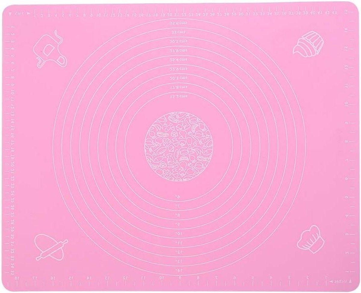 Bakmat Siliconen Deegroller Pad Bakken en Koken Antislip Antiaanbak 496 x 395 cm Roze