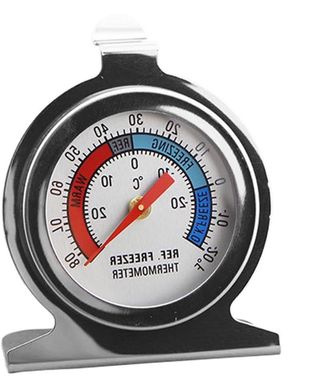 Roestvrijstalen Temperatuurmeter - Koelkastthermometer Ovenmeter - Nauwkeurig Koken - Duidelijke Wijzerplaat - 6 cm - Zilver