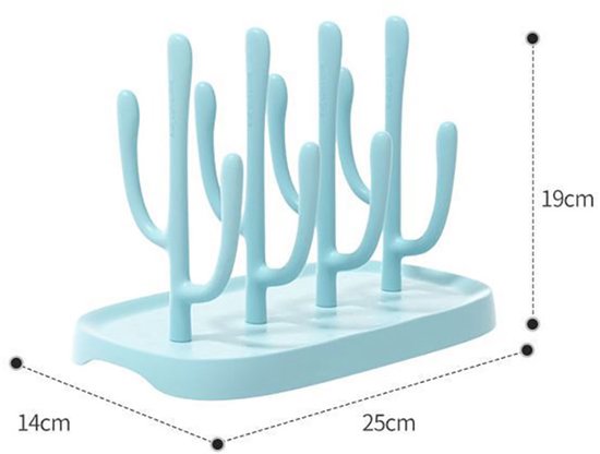 Flessenrek voor baby's - Afdruiprek voor op het aanrecht - Afvoerrek - Met afneembare voet - Babybenodigdheden - 25x14x19 cm - Geschikt voor het drogen van babyflesjes, rietjes, plastic bekers en koffiebekers - Blauw — afbeelding 5