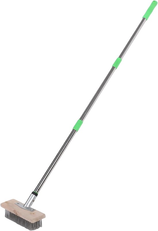 Schrobborstel Roestvrij Staal - Terras Reiniger - Mos Verwijderen - Verstelbare Telescoopsteel - 80-120 Cm - Metaal — afbeelding 4