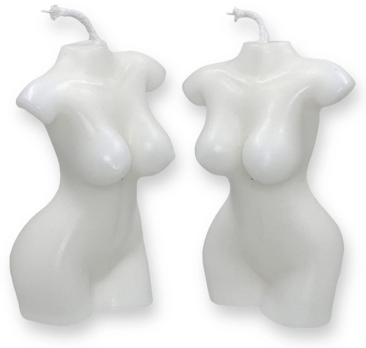 Dailygoods- Stompkaars Vrouwenlichaam 9 cm Hoog - Decoratie voor Bruiloft/Jubileum/Valentijnsdag/Kerstmis - 100% Sojawas - Set van 2 - Langere Brandduur - Decoratiekaars