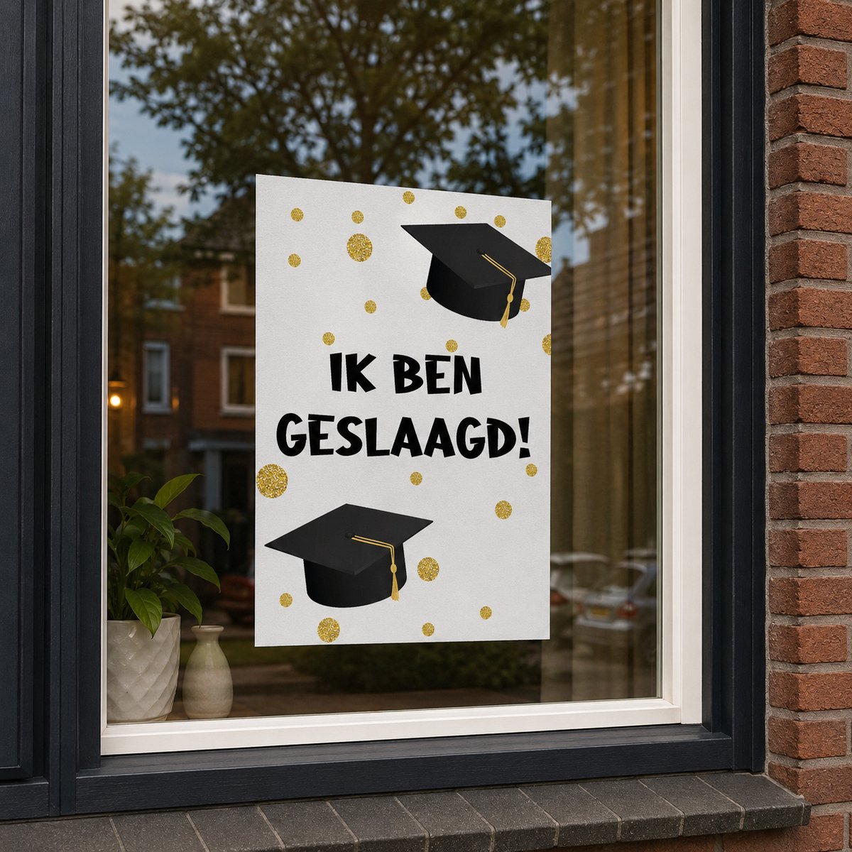 Ik ben geslaagd poster | A2 formaat poster | 42 x 59,4 cm | geslaagd versiering | feestdecoratie voor diploma | examen versiering | geslaagd cadeau