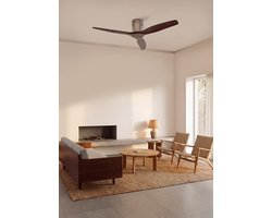 CREATE - Plafondventilator silent 100% hout 40W (Ø132cm) - Geen licht - Controller voor wandmontage + Afstandsbediening - 6 snelheden - Programmeerbaar - WIND CALM NATURAL WOOD