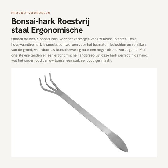 Byshayne- Bonsai-hark roestvrij staal - 3 tanden - ergonomische handgreep - tuingereedschap - onkruidverwijderaar - grond beluchten van byshayne — afbeelding 5