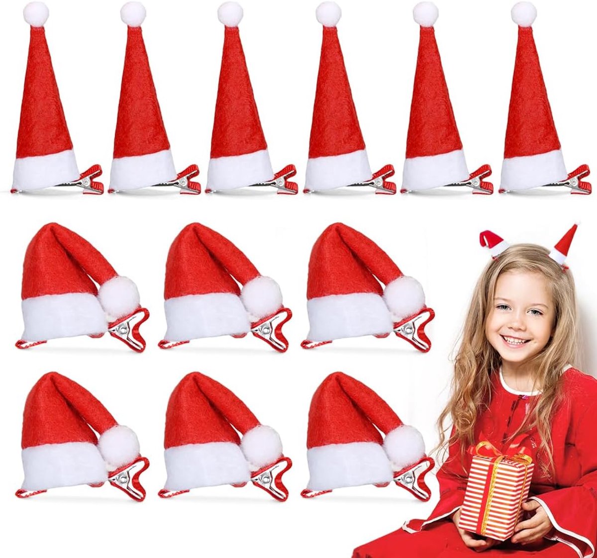 12 Stuks Kerst Haarklemmen | Mini Kerstmanmuts Haarspelden | Rood Feestelijke Haaraccessoires | Stevig En Comfortabel | Voor Meisjes Kinderen | Geschikt Voor Kerstfeesten Themafeesten En Fotoshoots | Cyslmuk®