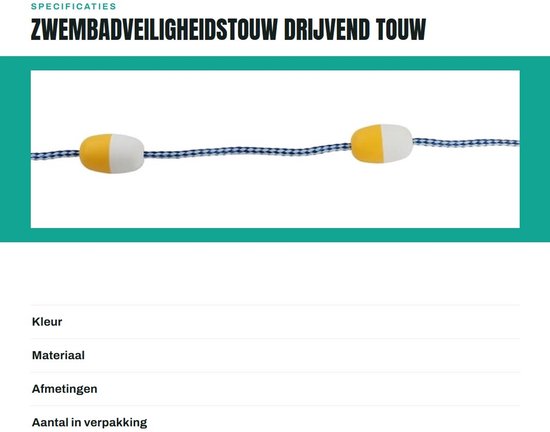 Allecto - Float Lane Line - Magnetisch Zwembadlijnverdelertouw - Veiligheid - 5m 7cm - PVC Vlotter - Voor Binnenzwembad - Geschikt voor Zwemactivit... van Merkloos — afbeelding 3
