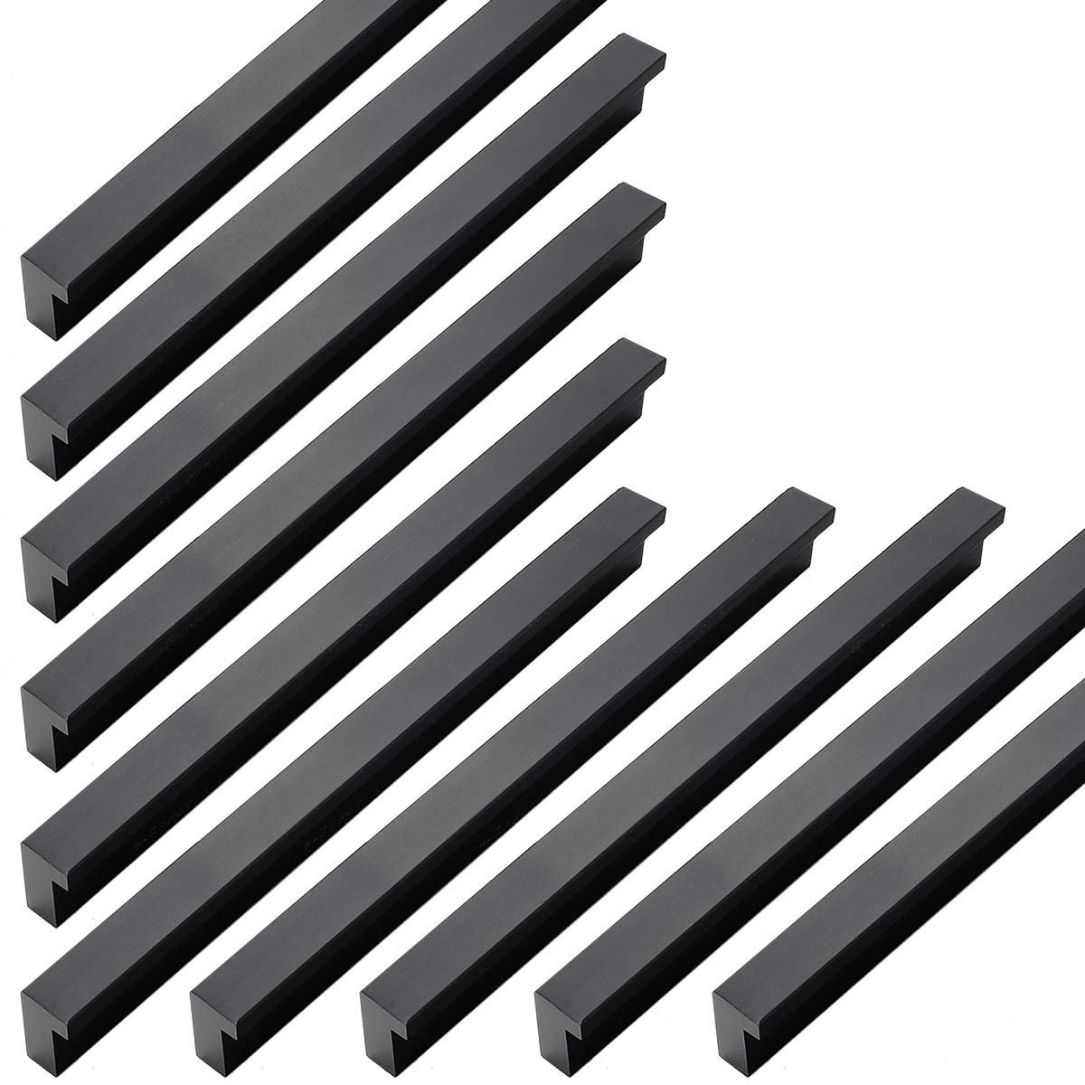 Dailygoods- Deurgreep Zwart 202mm - Aluminium Legering - Meubelknoppen - Deurgreep Keuken - Handgreep - Inclusief 40 Schroeven - Meubelknop