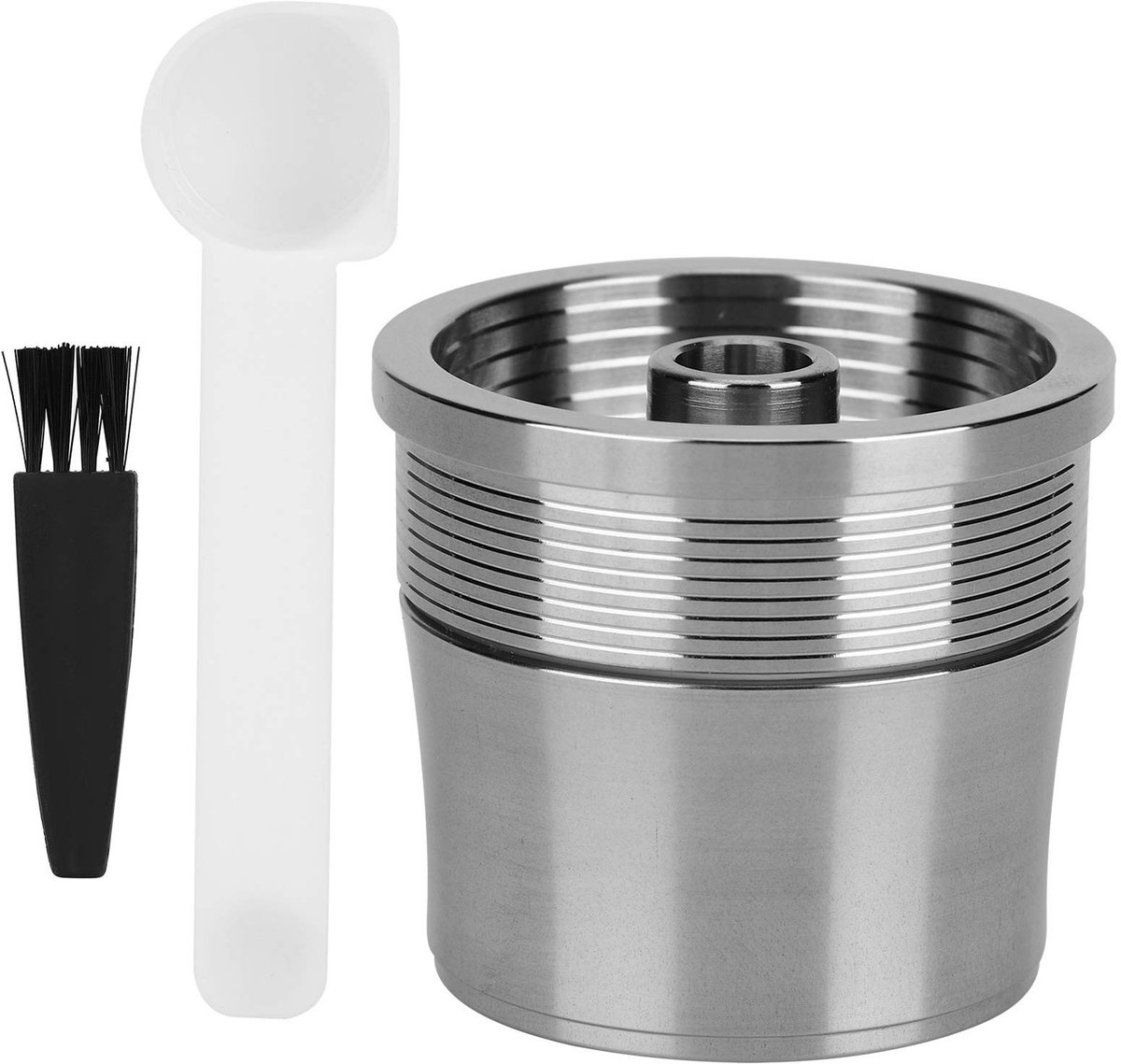 Dailygoods- Koffiecapsule Goede Filterwerking - Herbruikbaar - Roestvrij Staal - Inclusief Lepel/Borstel - Gezond en Duurzaam - Eenvoudig te Reinigen - Koffiepad