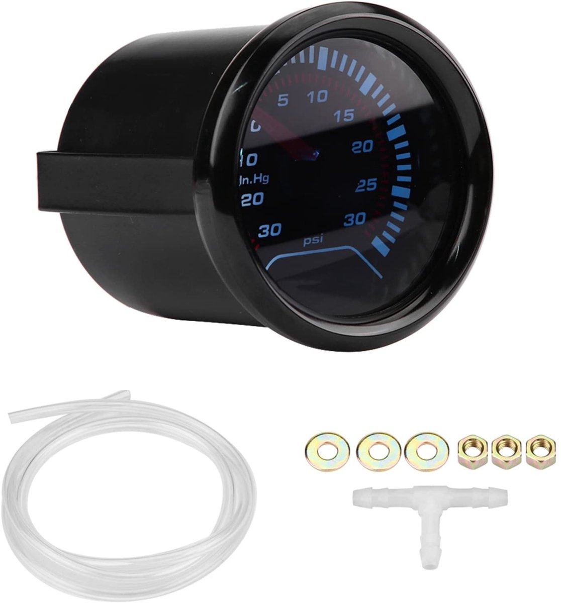 Dailygoods- Turbodrukmanometer Premium Kwaliteit - Manometer Waterdruk - Manometer Compressor - LED Display - 52mm - Corrosiebestendig