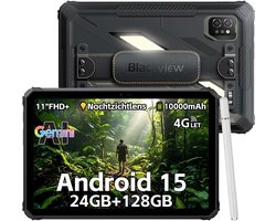 Tablet Blackview Active 7 - 24GB RAM - 128GB ROM - 11 inch - Android 15 - 10000mAh - BT 5,0 - Dual SIM 4G - GPS - OTG - NFC - Zwart