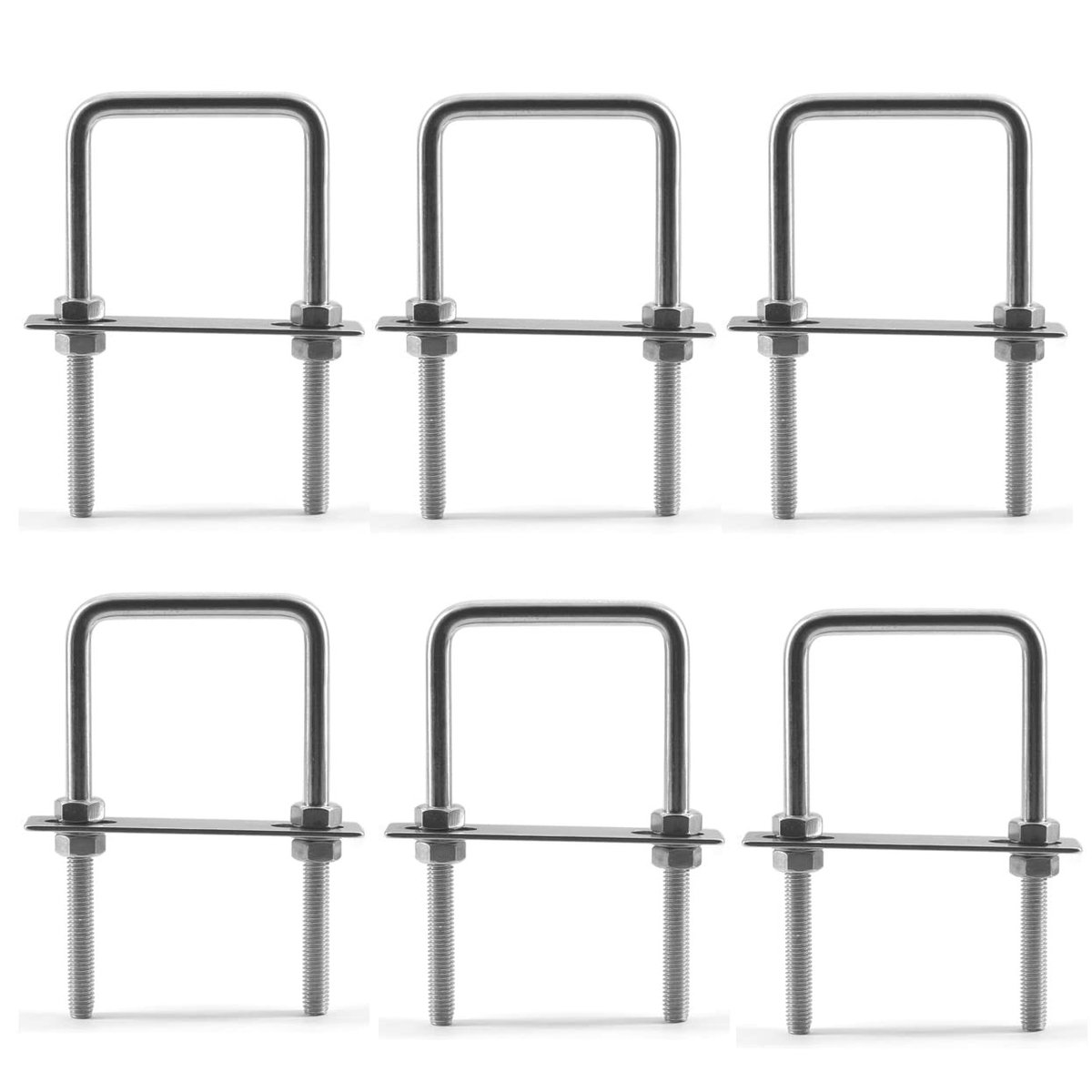 Dailygoods- U-bout 304 RVS - M6x20x45mm - Pack van 6 - Inclusief moeren/ringen - Slijtvast/corrosiebestendig - Geschikt voor voertuigen/pijpen - Beugels