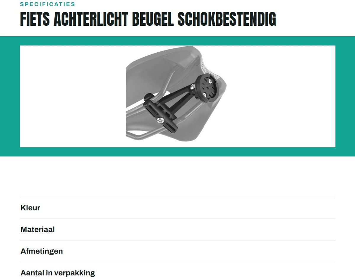 Allecto - Fiets Achterlicht Beugel - Schokbestendig - Universeel - Zadel Ondersteuning - Eenvoudig te installeren - Geschikt voor Sportcamera - 2 S...