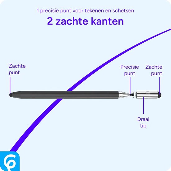 SBG Universele Stylus Pen Geschikt voor Telefoon Tablet en iPad - Twee zachte punten - Eén precisie punt - Zwart van Merkloos — afbeelding 2