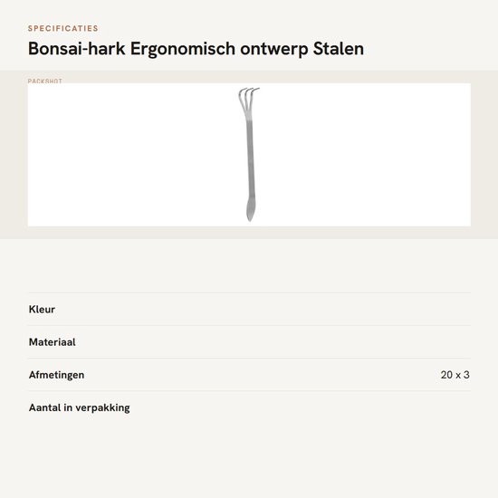 Dailygoods- Bonsai-hark Ergonomisch Ontwerp - Roestvrij Staal - Tuingereedschapset - Grondloshark - Onkruidverwijderaar - 3 Tanden - Tuingereedschap van Dailygoods — afbeelding 3