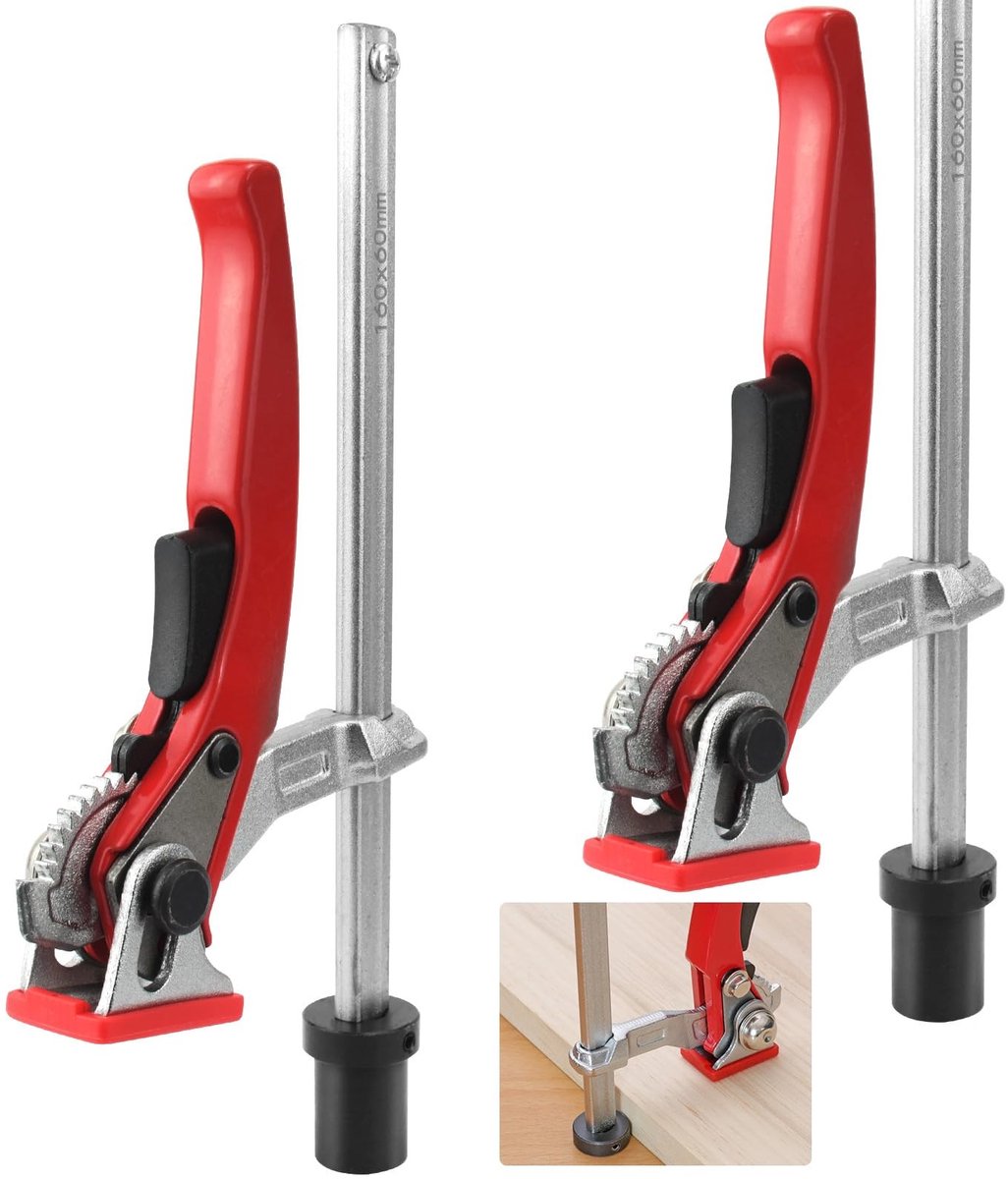Dailygoods- Tafelklem - 2x Spanningselementen - Hoogwaardige Staal - Maximaal Klembereik 160 mm - Klemdiepte 60 mm - Geschikt voor Multifunctionele Tafels - Klem