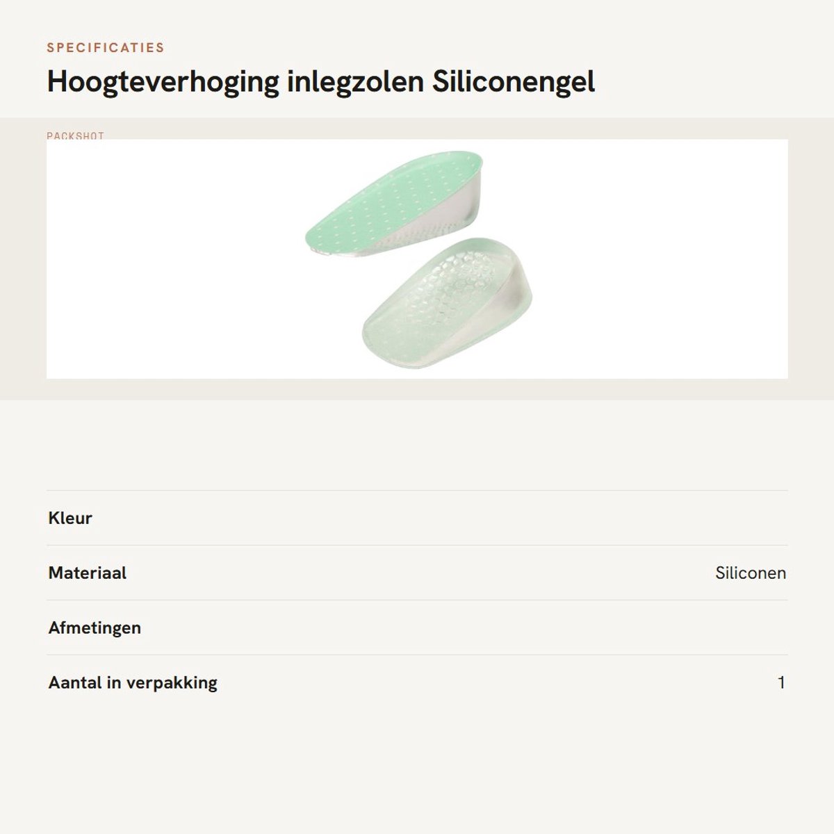 Dailygoods- Inlegzolen Hoogteverhoging 3,5 cm - Siliconengel - Ademend - Antimicrobieel - Hielkussen - Universeel voor verschillende schoenen - Hielverhogers