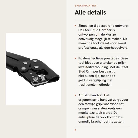 Dailygoods- Stud Crimper Antislip Handvat - Lichte Stalen Ponstang - Bevestigen van Stalen Kiel - Efficiënt Ontwerp - Comfortabele Grip - Krimptang van Dailygoods — afbeelding 2