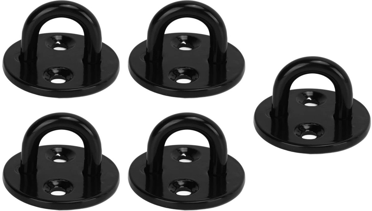 Dailygoods- Oogplaat Roestvrij Staal - 5 Stuks - Slijtvast/Krasbestendig - Voor Houten/Beton Plafond - Hangplanten/Hangmat - Duurzaam Lassen - Haakplaat