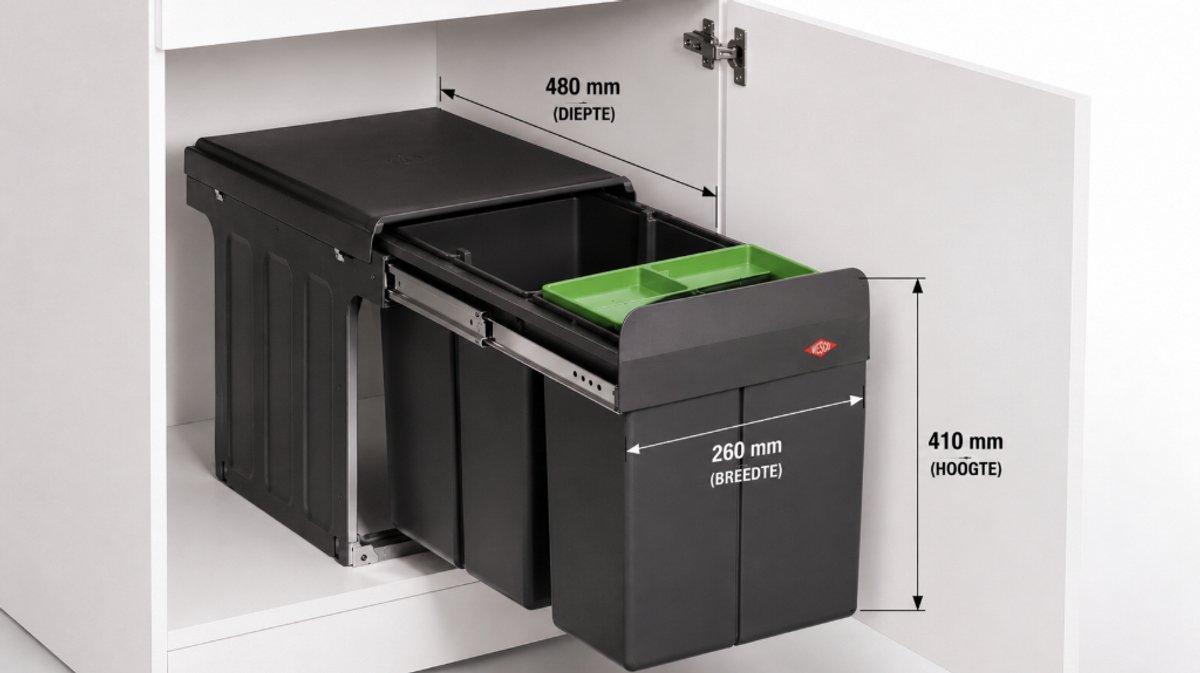 inbouw afvalbak - afvalscheidingssysteem - WESCO® Profiline Double-Boy® 410 S/300-2 -met bio-deksel - antraciet - 30L