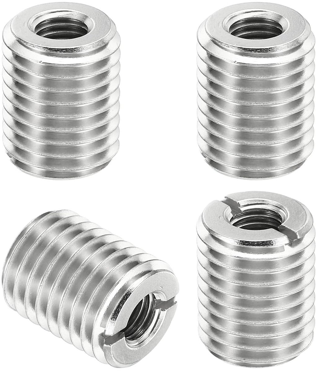 Schroefdraadadapter Hulzen - Reparatiesets Moeren - Schroefdraad Repareren - Roestvrij Staal - 4 Stuks - Zilver