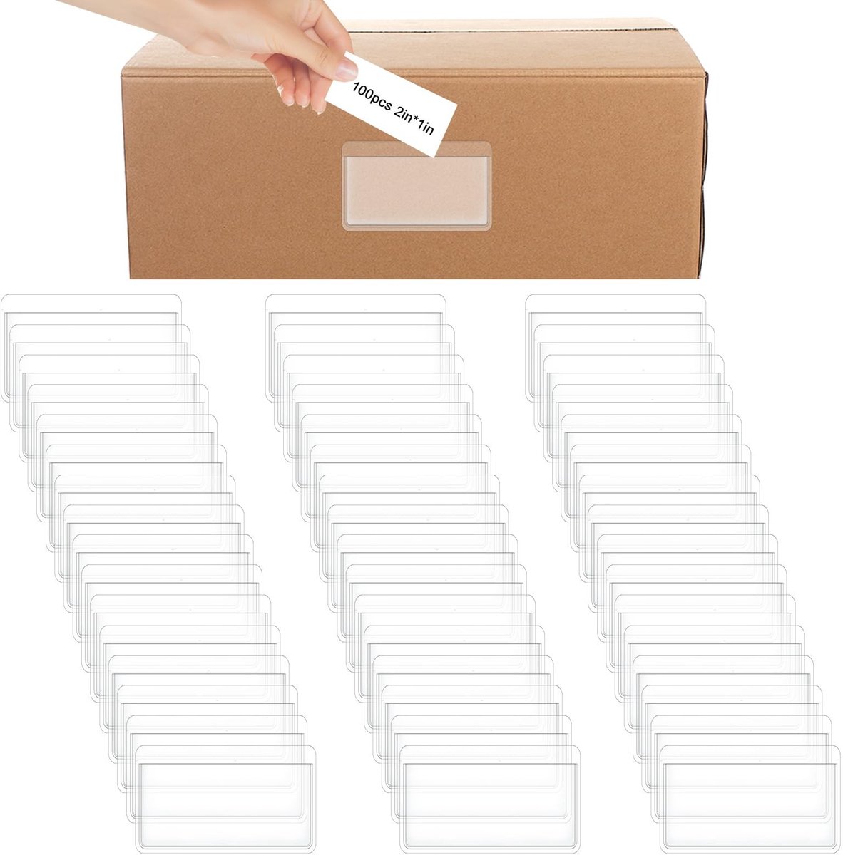 Dailygoods- Etikettenhouder 100 stuks - Zelfklevend - Waterdicht - PVC - Transparant - 4 × 6 centimeter - Labelzakjes