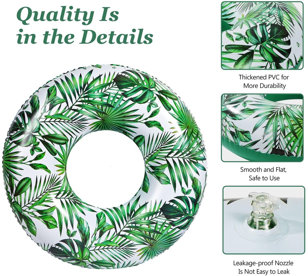 Dailygoods- Zwemband - Inflatable Zwemband met Bladontwerp - Zwembad Speelgoed - Zwemring voor Volwassenen - PVC Materiaal - 107 cm Diameter – foto 4