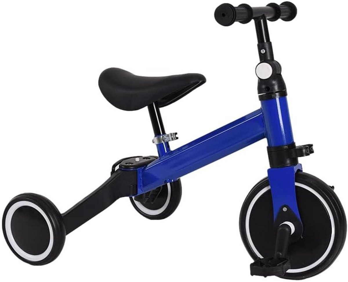 Kinder driewieler - Loopfiets peuter - Buiten spelen - Twee gebruiksmodi - 70x49x54cm - Blauw