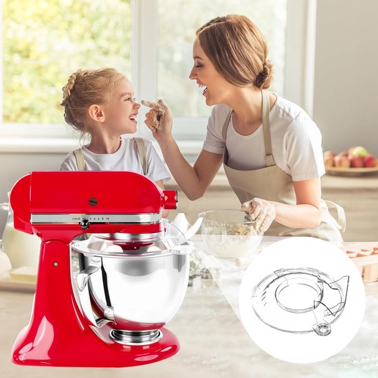 Mixer Accessoire - Spatbeschermer Kom - Bakken en Koken - Verbeterde Vulopening - 4.5-5 Liter - Transparant — afbeelding 3