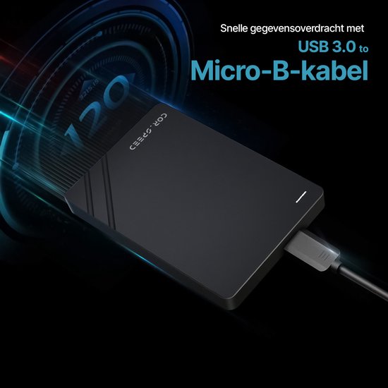 Cor.Speed Externe harde schijf 500 GB met USB C adapter - Harde schijf extern - HDD — afbeelding 2