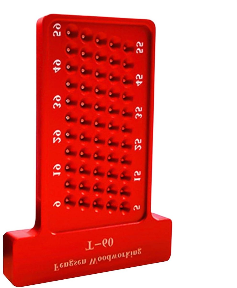 Houtbewerkingsliniaal - T-vormig meetinstrument - Precisie markeren - Randgeleid geleidingssysteem - 7.9 x 5.8 cm - Rood