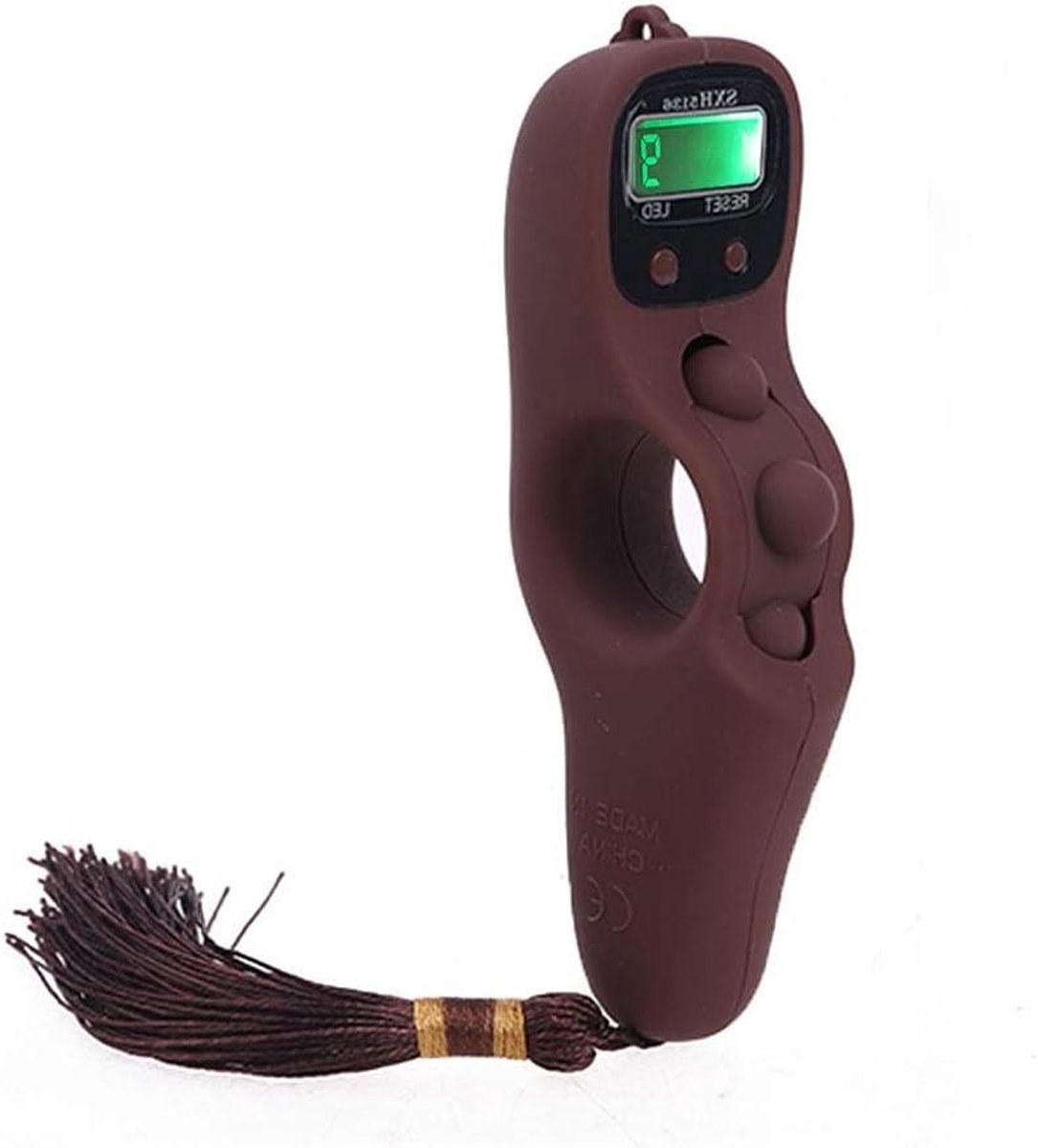 Digitale Vingerteller - Elektronische Meter - Ontspanning Vinger - Met Achtergrondverlichting - Draagbaar - Bruin