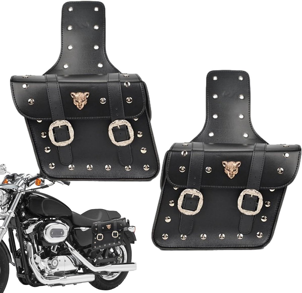 Zijtas motorfiets - Waterdichte manden - Motor reizen - Verstelbare riemen - 36 x 31 x 26 cm - Luipaard