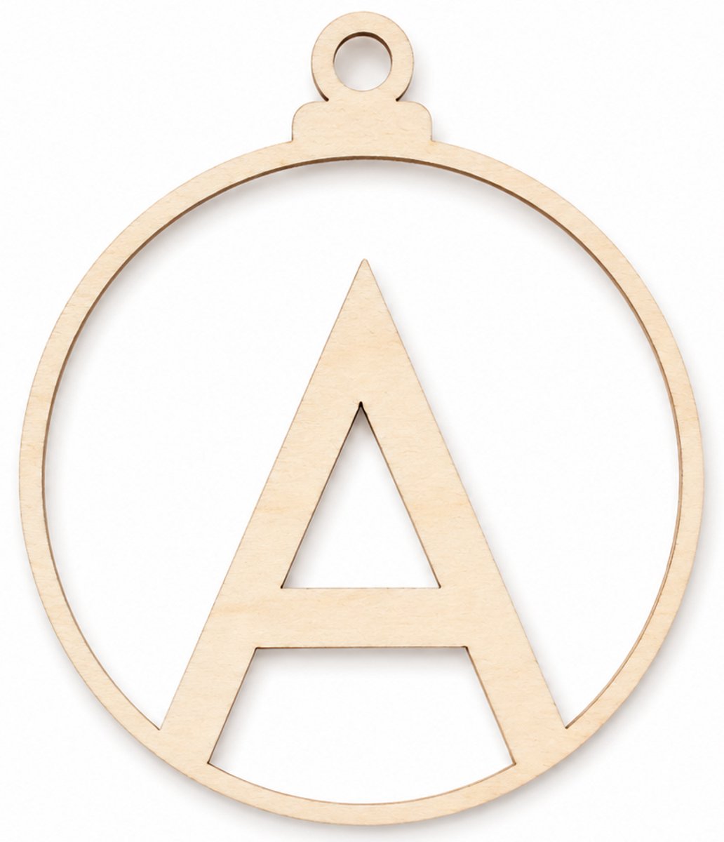 Houten kerstversiering - Wooden Christmas decoration | Letter “A” | 9cm | Licht hout - Natural wood | Kerstbal - Christmas tree bauble - Houten Hangers - Kerstboom - Alfabet - Alphabet - Kerstdecoratie - Naam