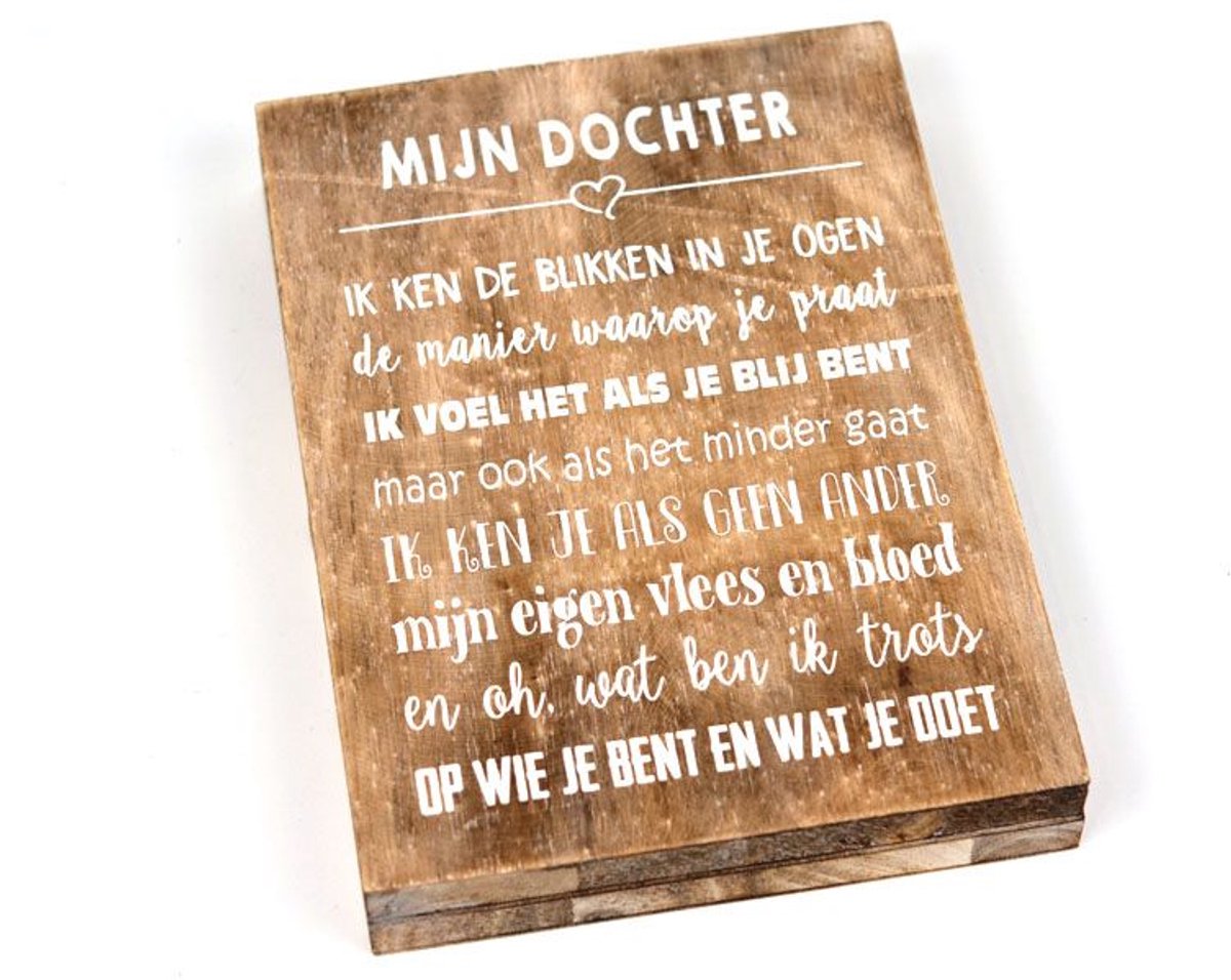Tekstblok 25x18cm mijn dochter natural